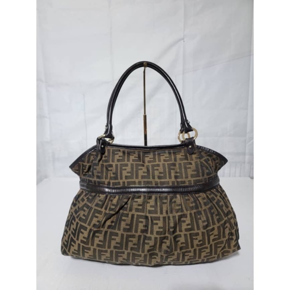Authentic FENDI Tobacco Zucca Print Chef Large Tote Bag Brown - Picture 4 of 13
